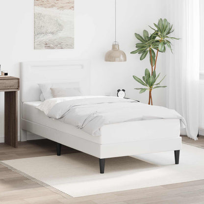 Bed Frame with LED Strip Lights White 90 x 190 cm Faux Leather