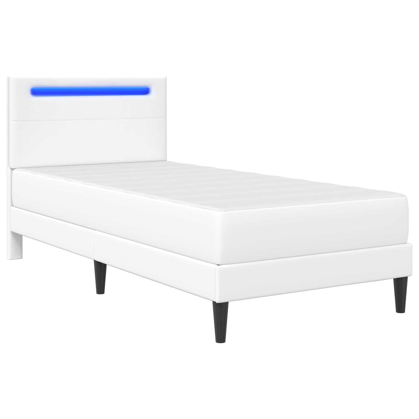 Bed Frame with LED Strip Lights White 90 x 190 cm Faux Leather