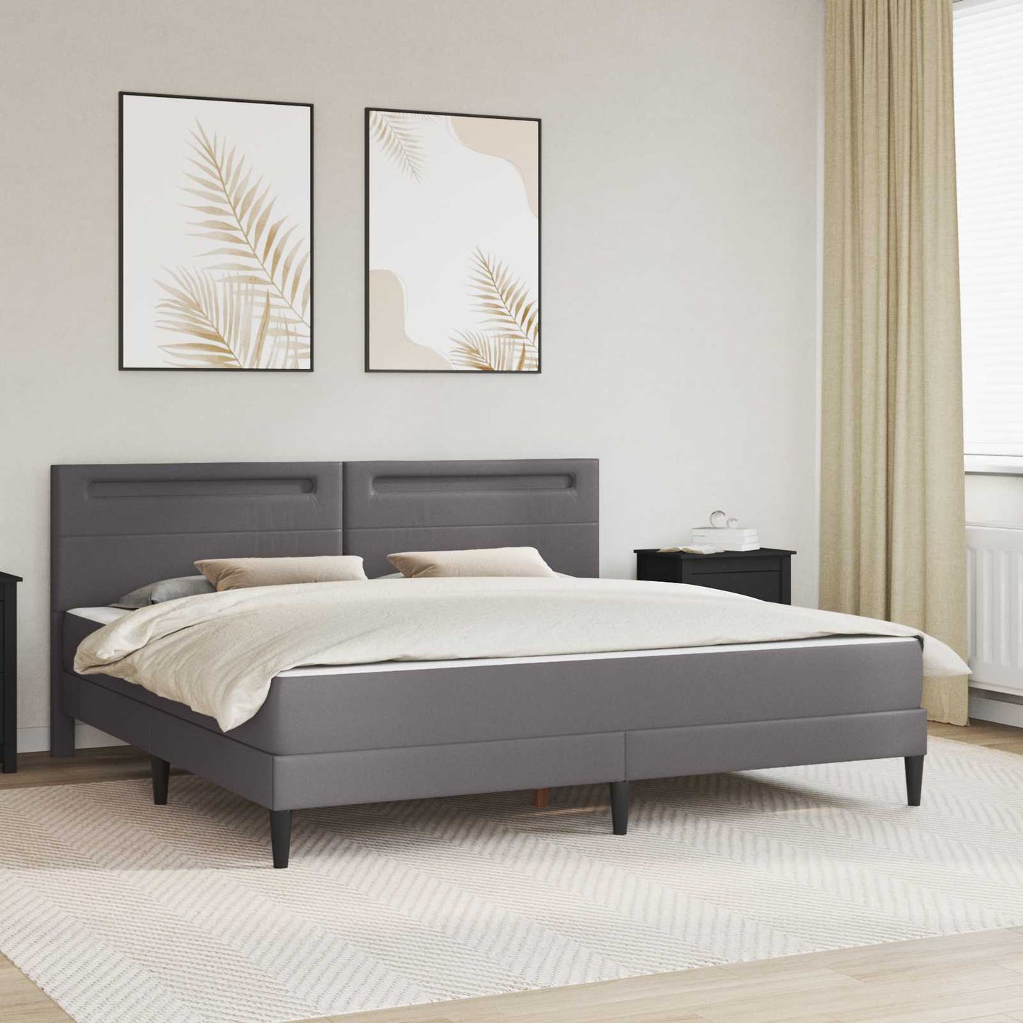 Bed Frame with LED Strip Lights Grey 180 x 200 cm Faux Leather