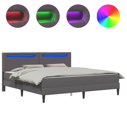 Bed Frame with LED Strip Lights Grey 180 x 200 cm Faux Leather