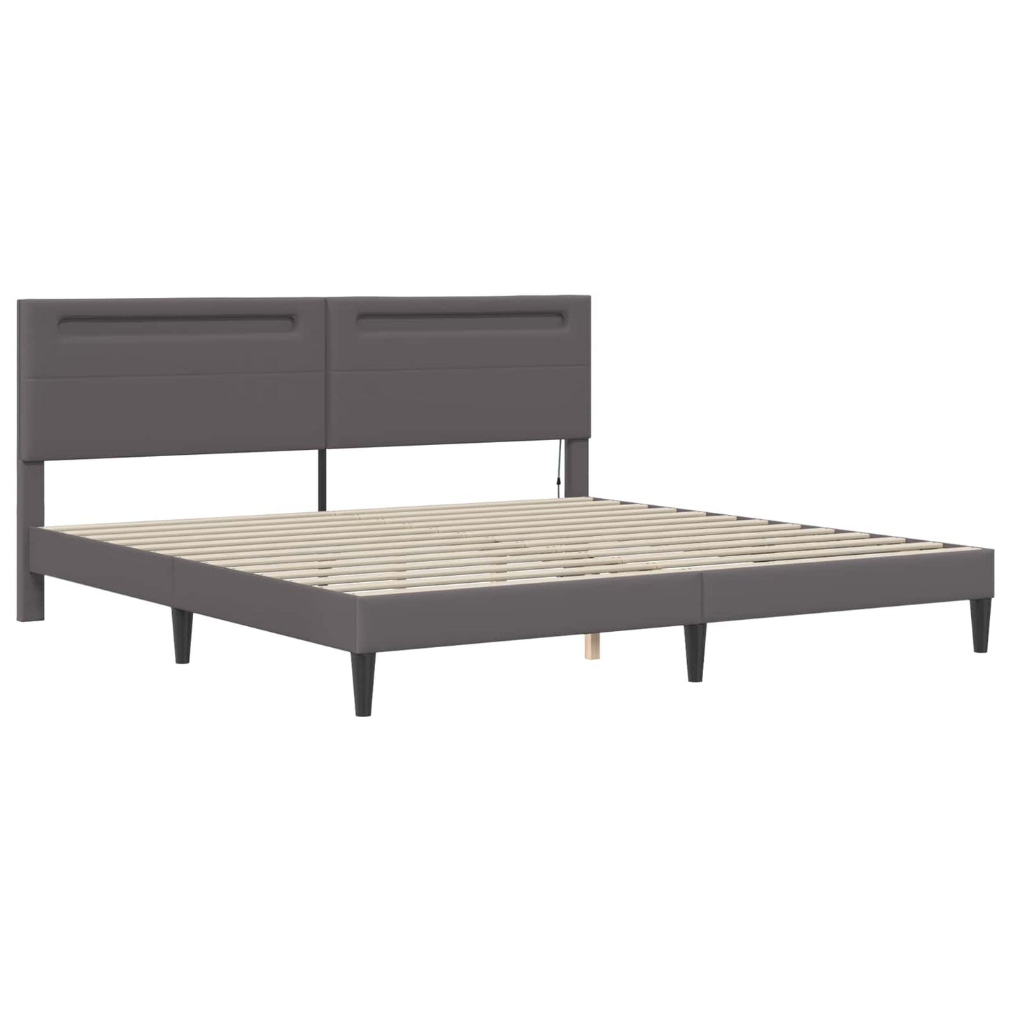 Bed Frame with LED Strip Lights Grey 180 x 200 cm Faux Leather