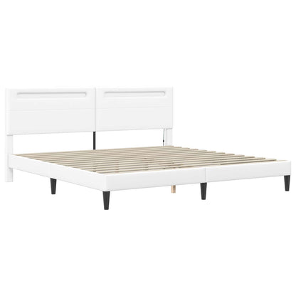 Bed Frame with LED Strip Lights White 180 x 200 cm Faux Leather