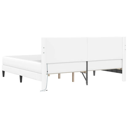 Bed Frame with LED Strip Lights White 180 x 200 cm Faux Leather