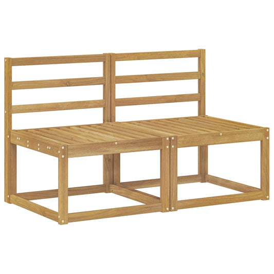 2 Piece Outdoor Middle Sofa Solid Acacia Wood White
