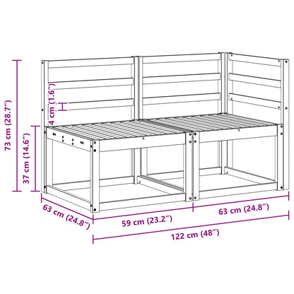 Outdoor Middle and Corner Sofa 2 Piece White Solid Acacia Wood