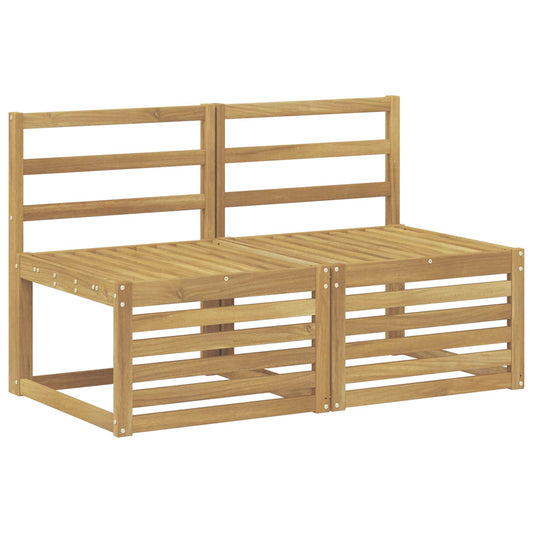 2 Piece Outdoor Middle Sofa Solid Acacia Wood White