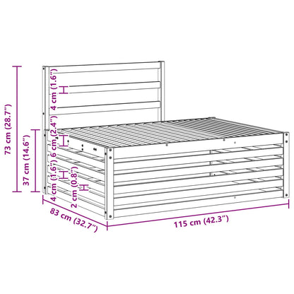 Outdoor End sofa White 115 x 83 x 73 cm Solid Acacia Wood