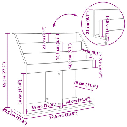 Kids Bookshelf Old Wood 72.5 x 29.5 x 69 cm Engineered Wood