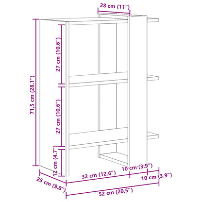 Bookshelf 2-Tier 52 x 25 x 71.5 cm Engineered Wood Artisan Oak