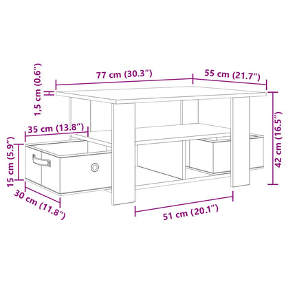 Coffee Table Grey Sonoma 77 x 55 x 42 cm Engineered Wood