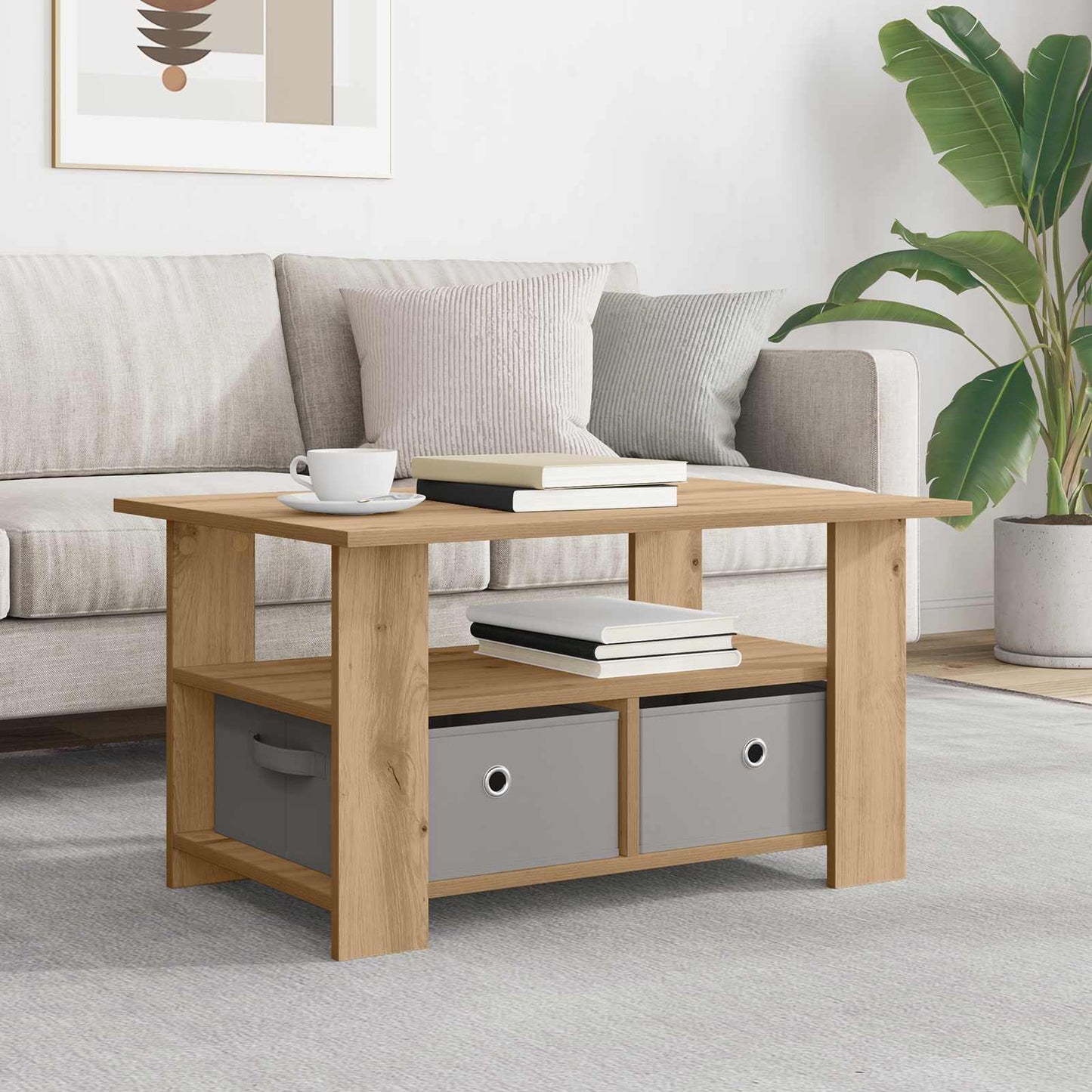 Coffee Table Artisan Oak 77 x 55 x 42 cm Engineered Wood
