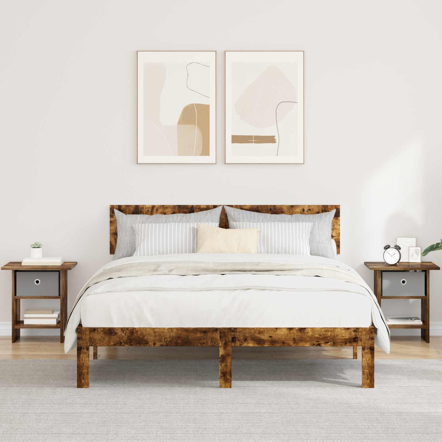 Bedside Table 2 pcs Smoked Oak 41 x 40 x 45 cm Engineered Wood