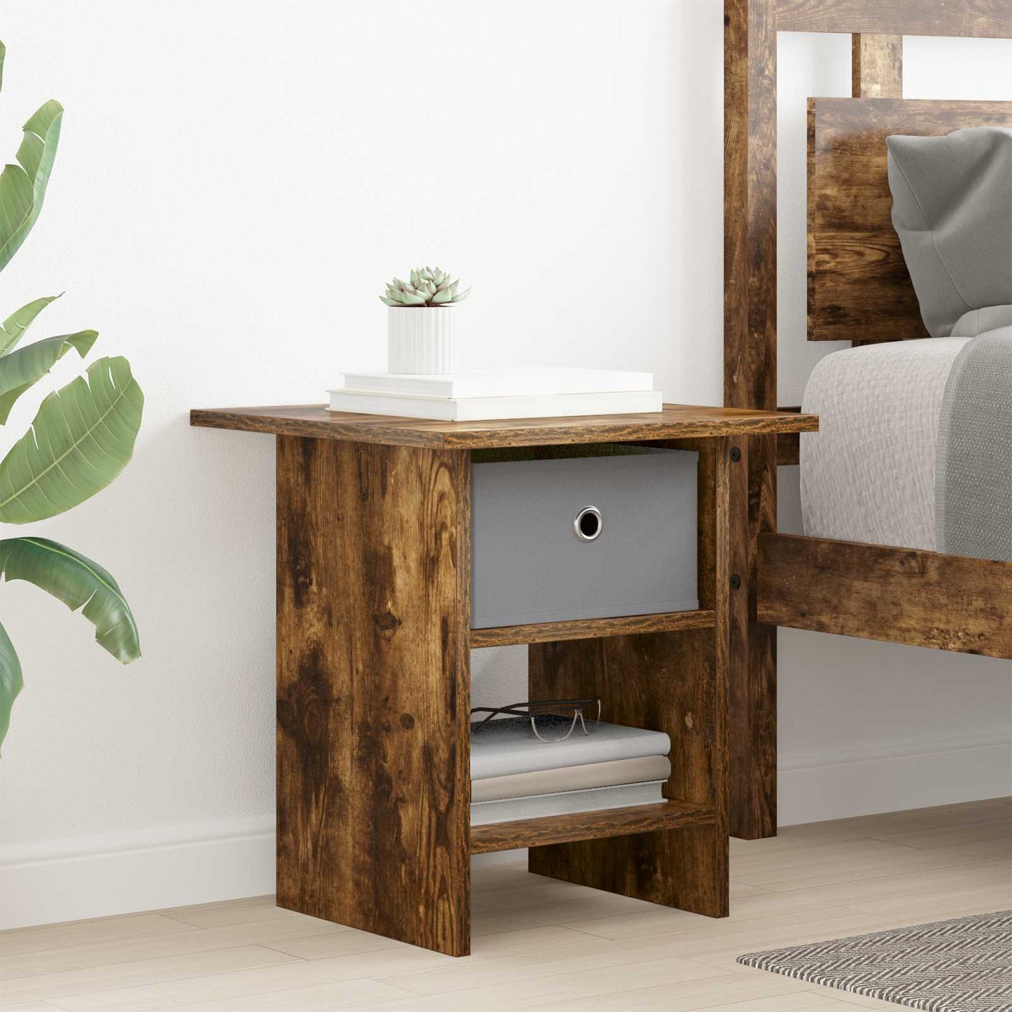 Bedside Table 2 pcs Smoked Oak 41 x 40 x 45 cm Engineered Wood