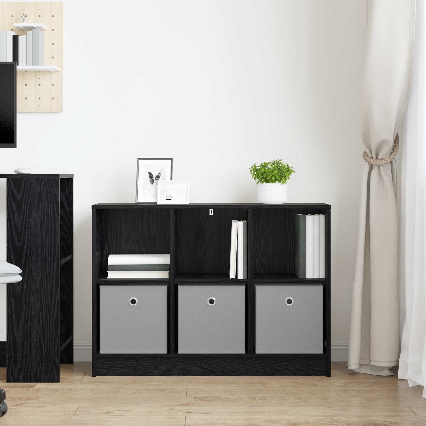 Sideboard with Drawer Black Oak 88.5 x 27.5 x 63.5 cm