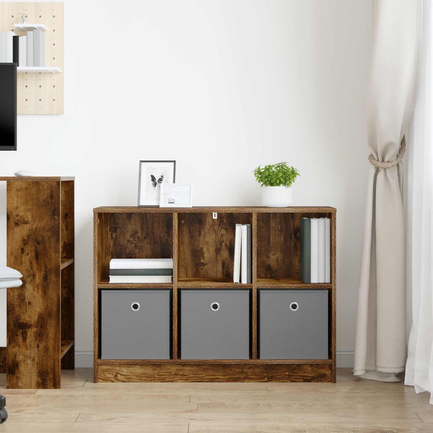 Sideboard with Drawer Smoked Oak 88.5 x 27.5 x 63.5 cm