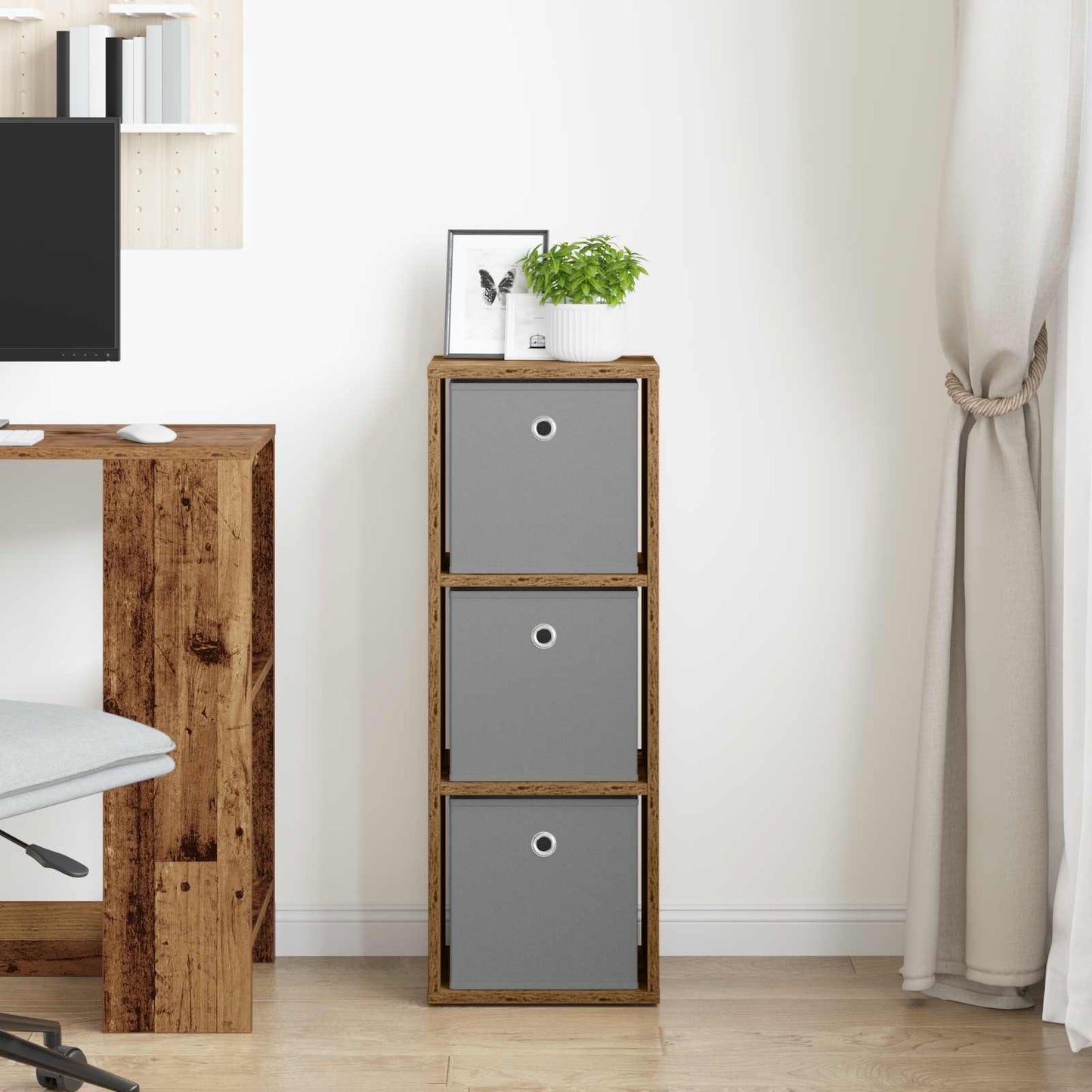 Sideboard with Drawer Old Wood 30.5 x 27 x 84.5 cm