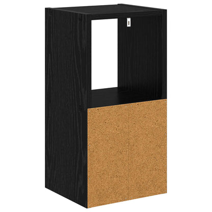Bedside Table Black Oak 25.5 x 22 x 49.5 cm Engineered Wood