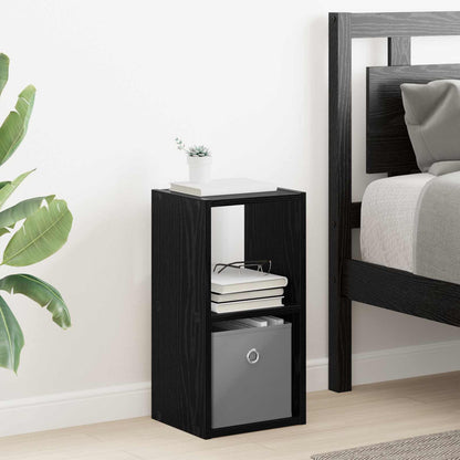 Bedside Table with Drawer 2 pcs Black Oak 25.5 x 22 x 49.5 cm