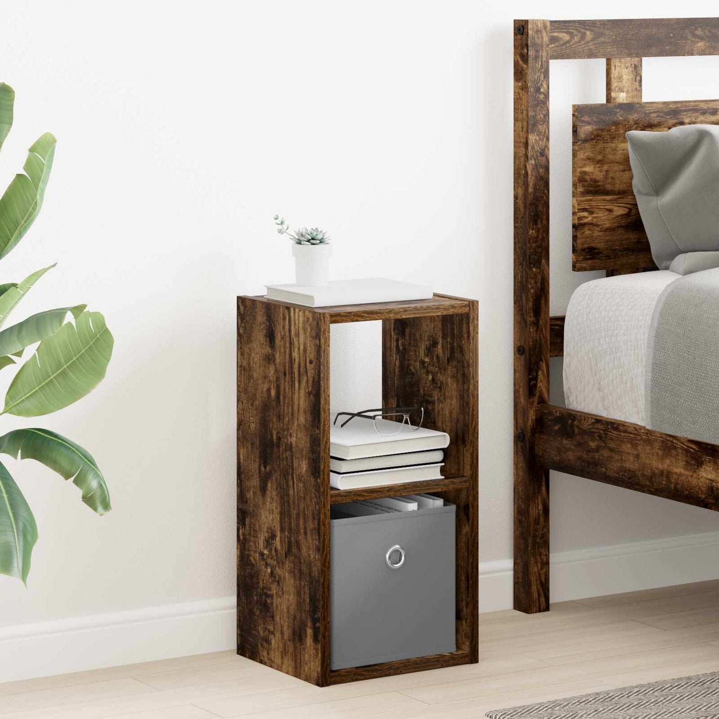 Bedside Table Smoked Oak 25.5 x 22 x 49.5 cm Engineered Wood