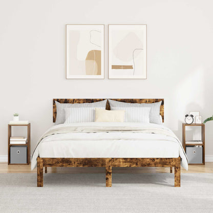 Bedside Table with Drawer 2 pcs Smoked Oak 25.5 x 22 x 49.5 cm