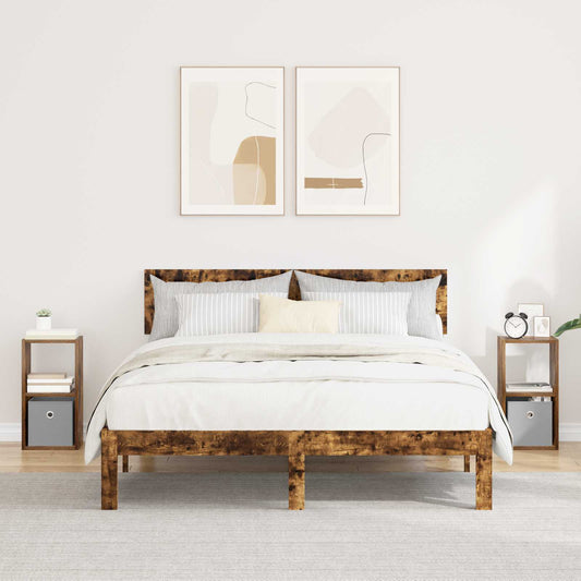 Bedside Table 2 pcs Smoked Oak 25.5 x 22 x 49.5 cm