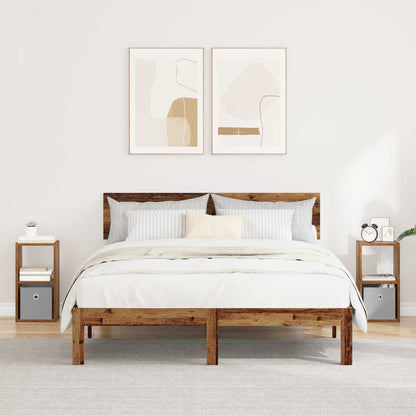 Bedside Table with Drawer 2 pcs Old Wood 25.5 x 22 x 49.5 cm