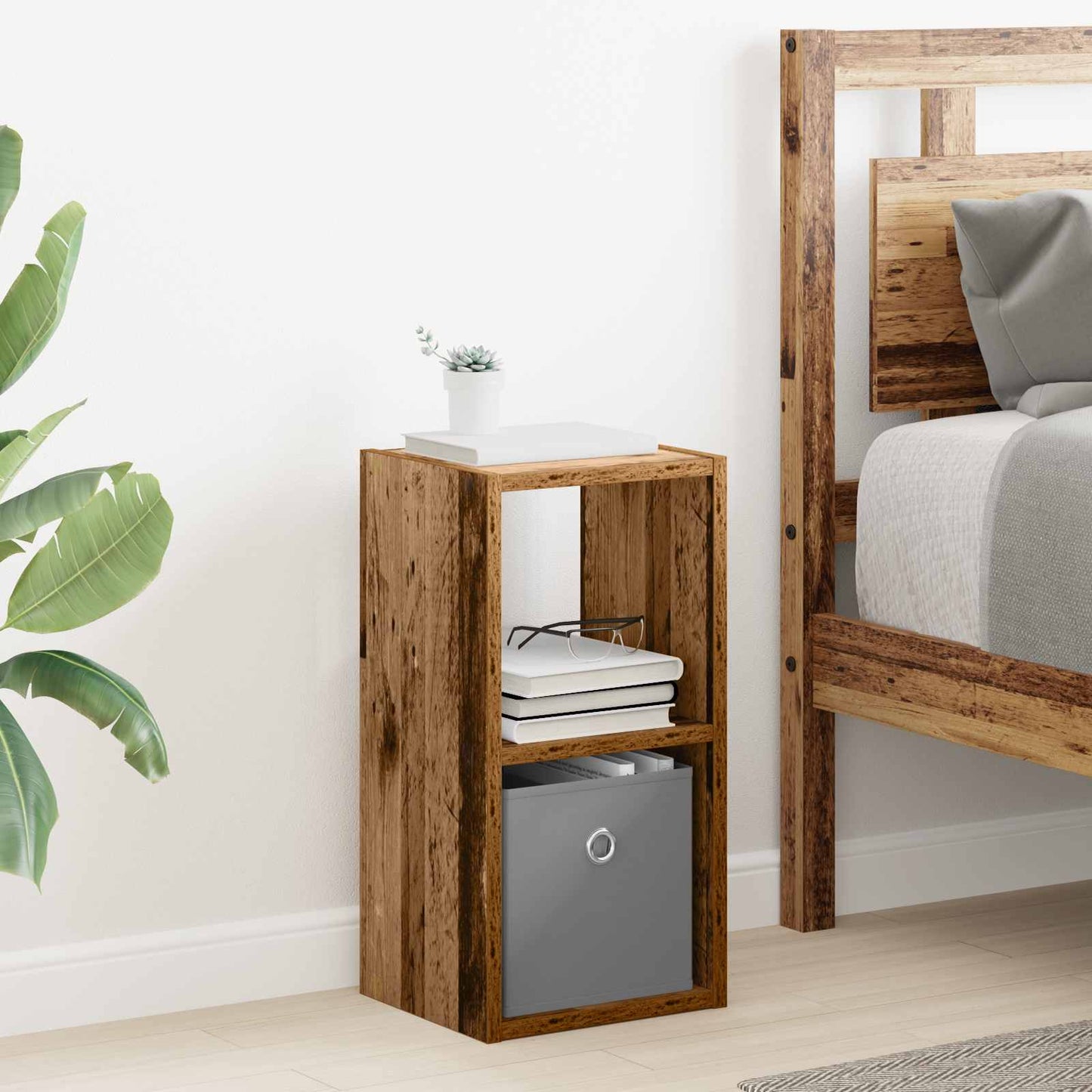 Bedside Table with Drawer 2 pcs Old Wood 25.5 x 22 x 49.5 cm