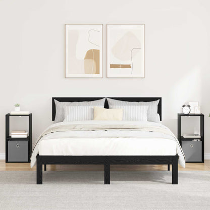 Bedside Table with Drawer 2 pcs Black Oak 30.5 x 27 x 59.5 cm