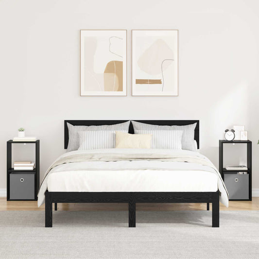 Bedside Table 2 pcs Black Oak 30.5 x 27 x 59.5 cm