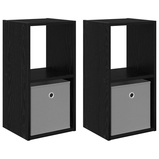 Bedside Table 2 pcs Black Oak 30.5 x 27 x 59.5 cm