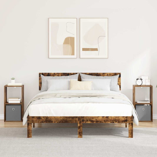 Bedside Table 2 pcs Smoked Oak 30.5 x 27 x 59.5 cm