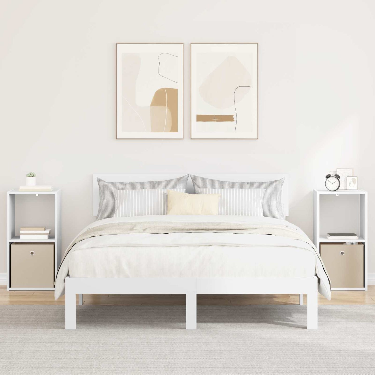 Bedside Table 2 pcs White 35 x 32 x 68.5 cm Engineered Wood