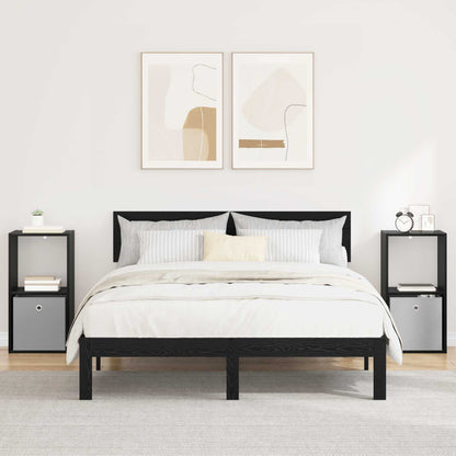 Bedside Table 2 pcs Black Oak 35 x 32 x 68.5 cm Engineered Wood