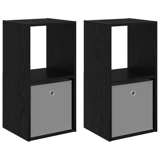 Bedside Table 2 pcs Black Oak 35 x 32 x 68.5 cm Engineered Wood
