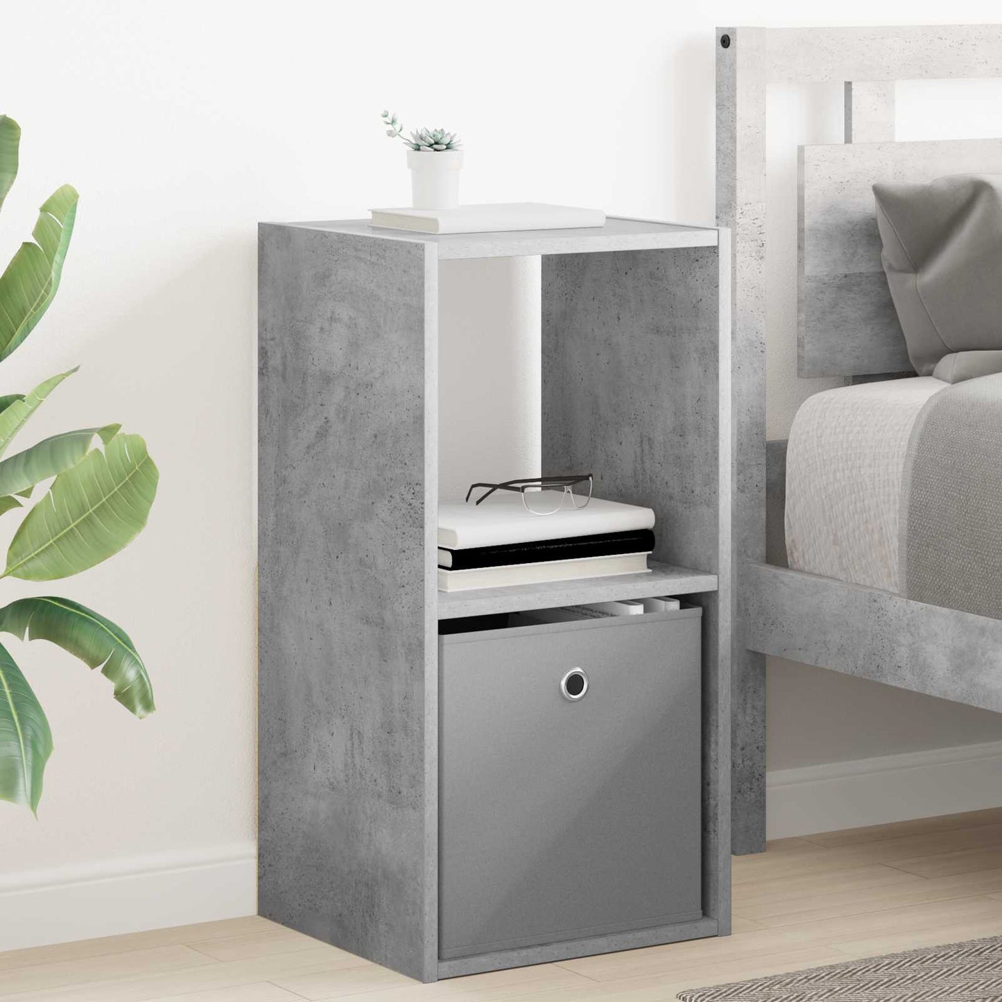 Bedside Table with Drawer 2 pcs Concrete Grey 35 x 32 x 68.5 cm