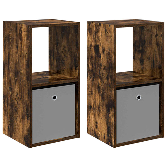 Bedside Table 2 pcs Smoked Oak 35 x 32 x 68.5 cm