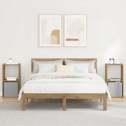 Bedside Table with Drawer 2 pcs Artisan Oak 35 x 32 x 68.5 cm