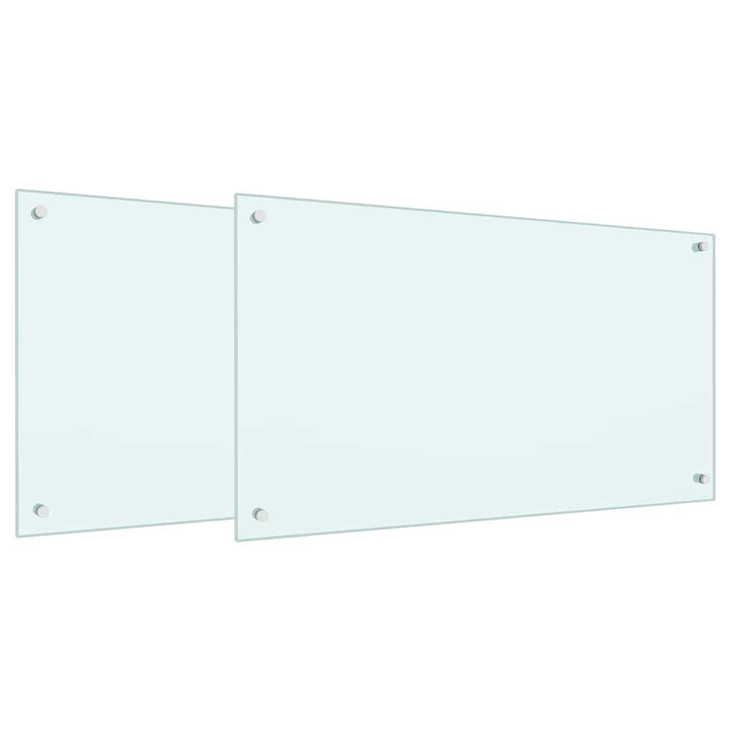 Kitchen Backsplash 2 pcs White 90 x 50 cm Tempered Glass