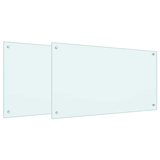 Kitchen Backsplash 2 pcs White 90 x 50 cm Tempered Glass
