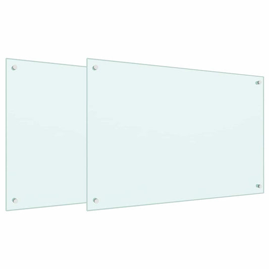 Kitchen Backsplash 2 pcs White 90 x 60 cm Tempered Glass