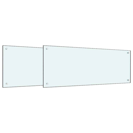 Kitchen Backsplash 2 pcs White 100 x 40 cm Tempered Glass