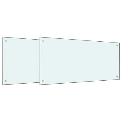 Kitchen Backsplash 2 pcs White 100 x 50 cm Tempered Glass
