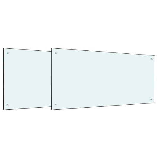 Kitchen Backsplash 2 pcs White 100 x 50 cm Tempered Glass