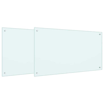 Kitchen Backsplash 2 pcs White 100 x 60 cm Tempered Glass