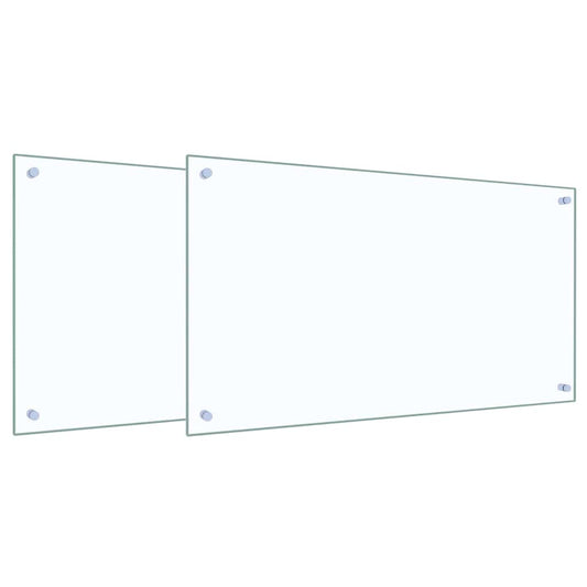 Kitchen Backsplash 2 pcs Transparent 90 x 50 cm Tempered Glass