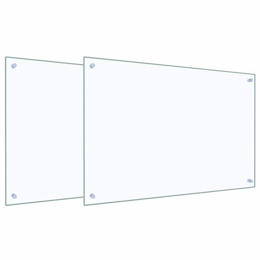 Kitchen Backsplash 2 pcs Transparent 90 x 60 cm Tempered Glass