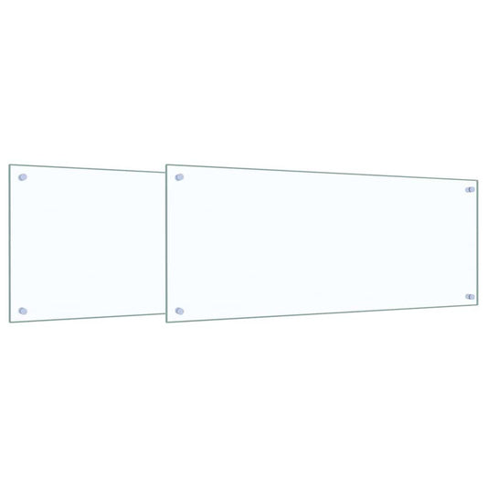 Kitchen Backsplash 2 pcs Transparent 100 x 40 cm Tempered Glass