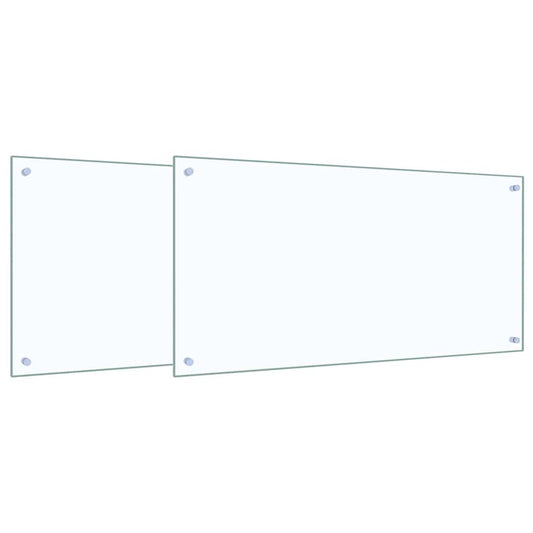 Kitchen Backsplash 2 pcs Transparent 100 x 50 cm Tempered Glass