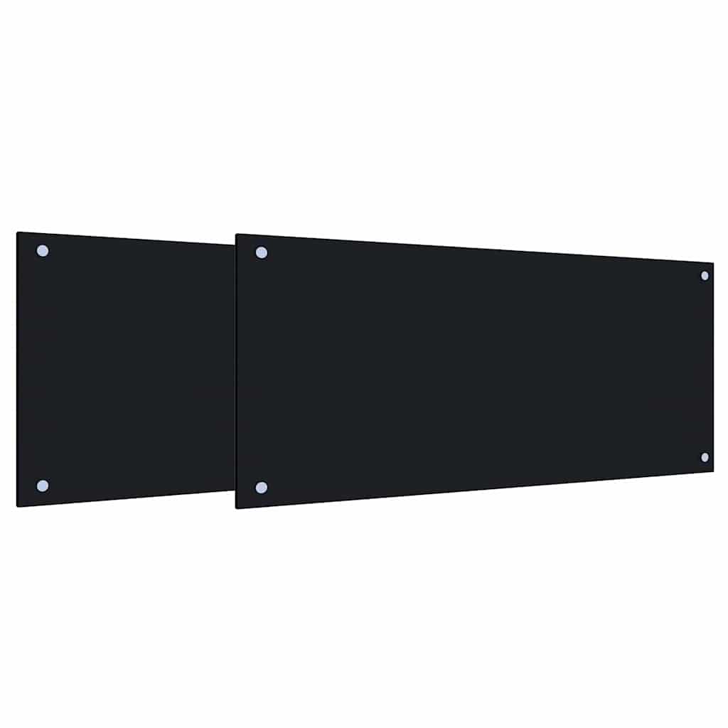 Kitchen Backsplash 2 pcs Black 35.43 x 15.75 in Tempered Glass