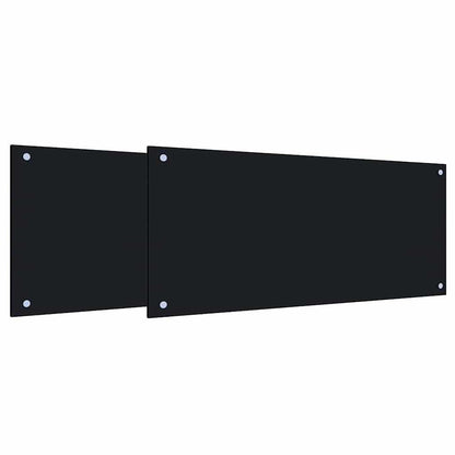 Kitchen Backsplash 2 pcs Black 35.43 x 15.75 in Tempered Glass